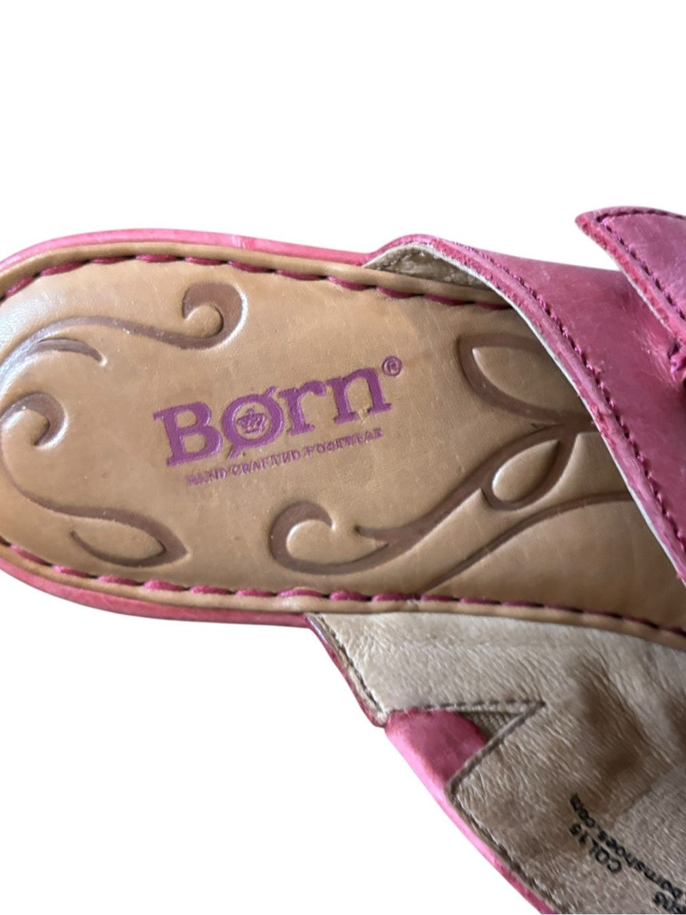 Born Pink Leather Crisscross Slide Mules with Buckle - Picture 10 of 13